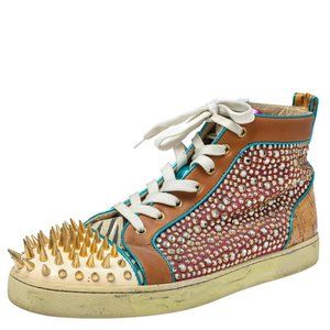 Christian Louboutin Multicolor Crystal Embellished Leopard Calfhair Leather